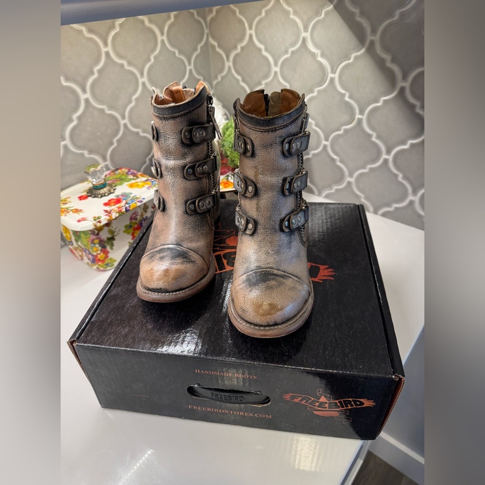 FREEBIRD Beckett Pewter leather boots booties size 8 - Picture 4 of 13